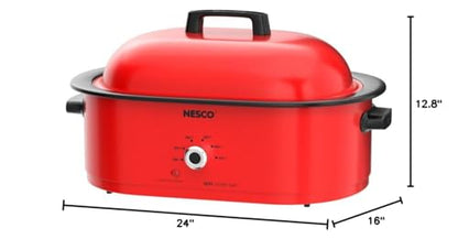 Nesco 18 Quart Roaster Slow Cooker - Red