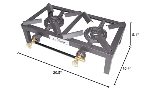 COOKAMP Propane Double Burner Angle Iron Camp Stove with CSA Listed Regulator and 4ft Hose (SA2200)