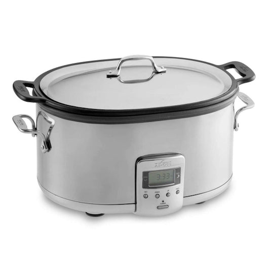 All-Clad Stainless Steel Electric Slow Cooker 7-Quart, Programmable LCD Timer, Aluminum Insert, Slow Cookers, Small Kitchen Appliances, Silver