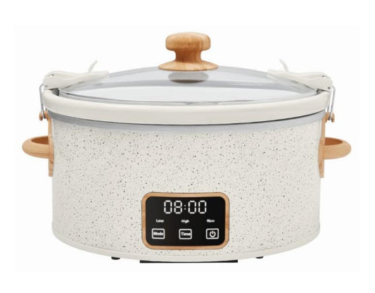 Pioneer Woman 6 QT Slow Cooker, Locking Lid, Removable Crock, Digital ~ (Linen Speckle)