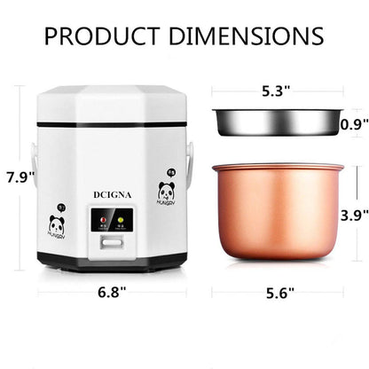 DCIGNA 1.2L Mini Rice Cooker, Electric Lunch Box, Travel, Small, Removable Non-stick Pot, Keep Warm Function, Suitable For 1-2 People - For Cooking Soup, Rice, Stews, Grains & Oatmeal