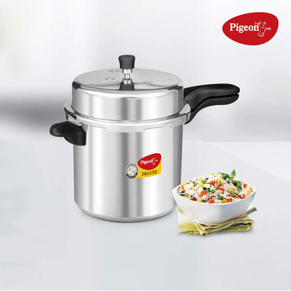 Pigeon Pressure Cooker - 10 Quart - Deluxe Aluminum Outer Lid Stovetop - Cook delicious food in less time: soups, rice, legumes, and more - 10 Liters