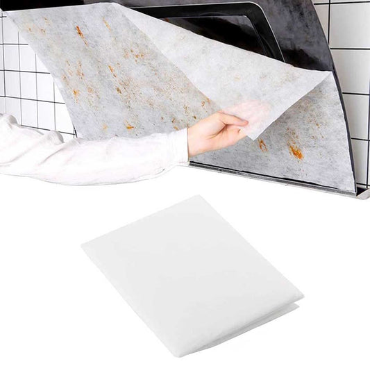 12PCS Cooker Hood Filter Paper Non-woven Extractor Fan Filter Universal Grease Filters Range Hood Filters Set with 20PCS Self-adhesive Stickers for Kitchen Grease and Odor Filtering (43 * 45cm)