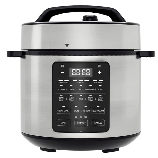 OLIXIS Electric Pressure Cooker 6 Quart Stainless Steel Multi Cooker Electric Cooker for Pressure 12-in-1 Rice Cooker, Steamer, Yogurt Maker, Slow Cooker