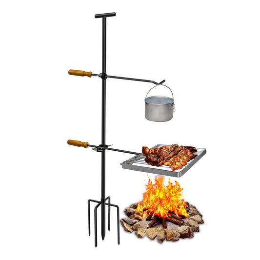 WTVIDAS Campfire Grill Grate Portable Fire Pit Grill Campfire Cooking Equipment with Steel Grate Swivel Campfire Stand for Open Fire BBQ Camping