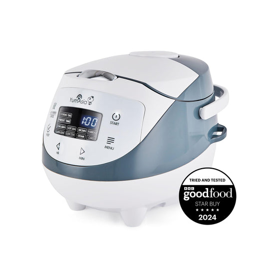 Yum Asia Panda Mini Rice Cooker With Ninja Ceramic Bowl and Advanced Fuzzy Logic (3.5 cup, 0.63 litre) 4 Rice Cooking Functions, 4 Multicooker functions, Digital LED display - 120V