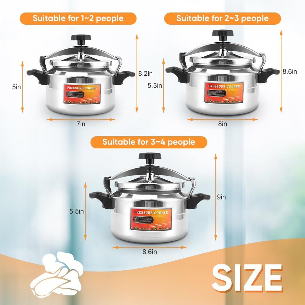 4L Pressure Cooker, Aluminum Alloy Cooking Explosion Proof Pressure Cooker Universally Suitable for Gas Stoves, Flat Top Stove