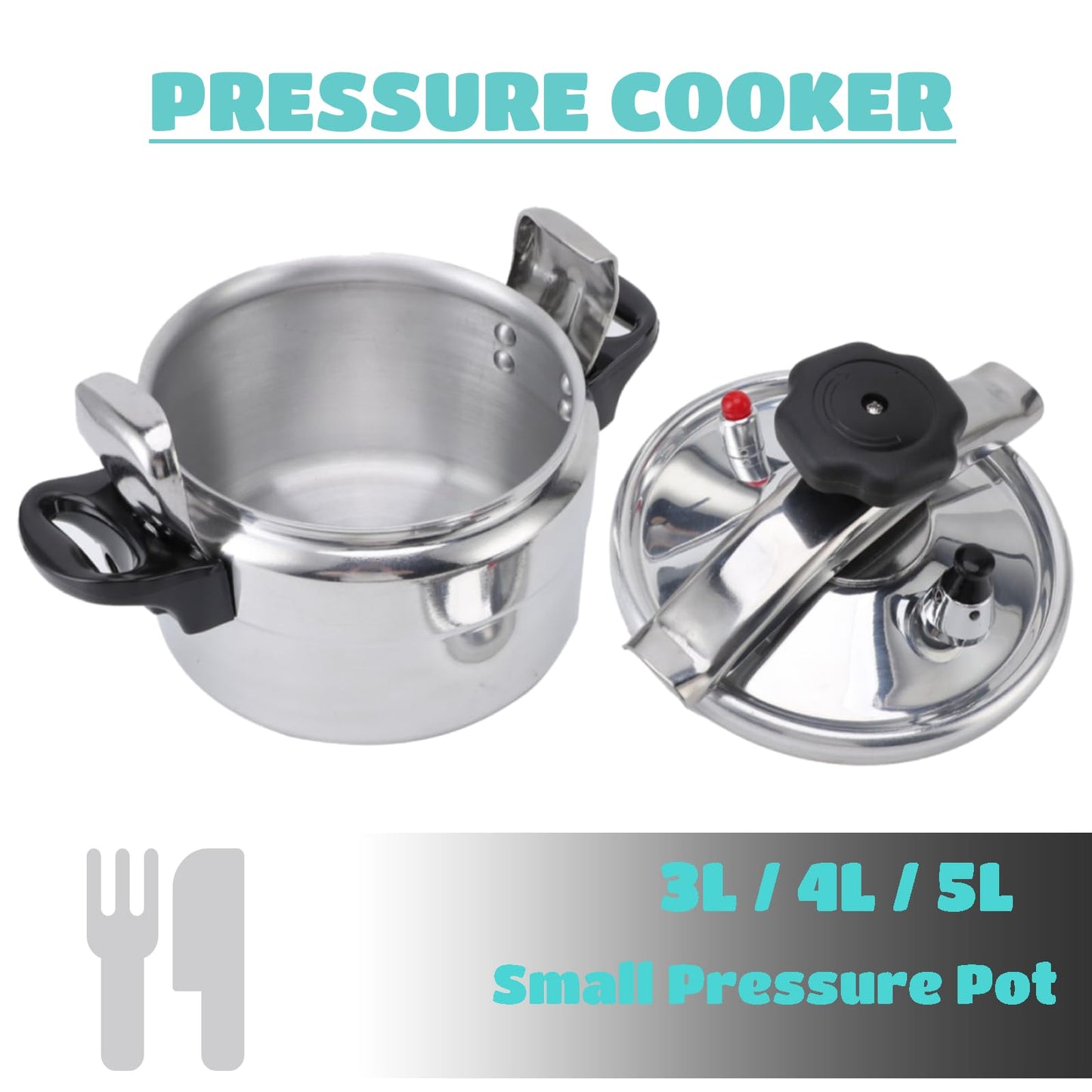 3 Quart Pressure Cooker, Compound Bottom Small Pressure Canner, Easy to Use Pressure Cooker Pot Suitable for Gas, Induction