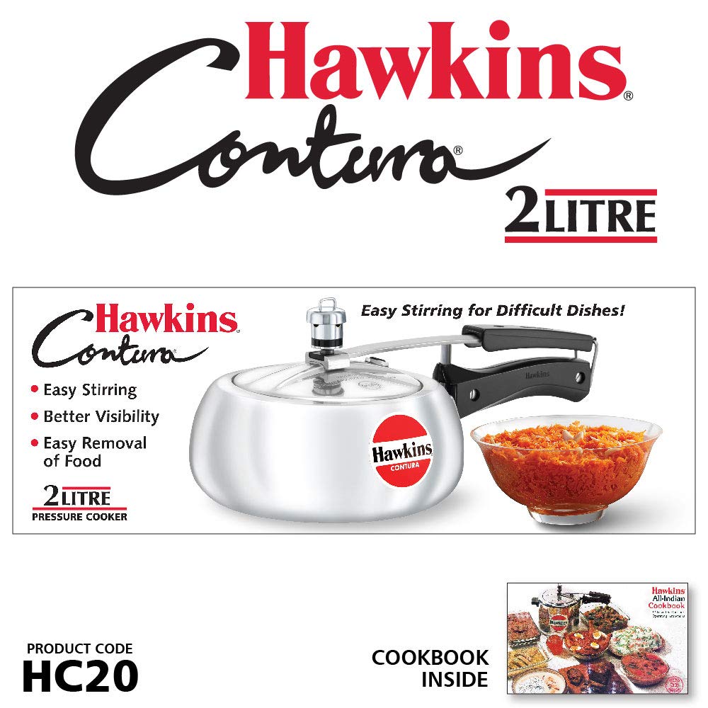 Hawkins HC20 Contura 2-Liter Pressure Cooker, Small, Aluminum