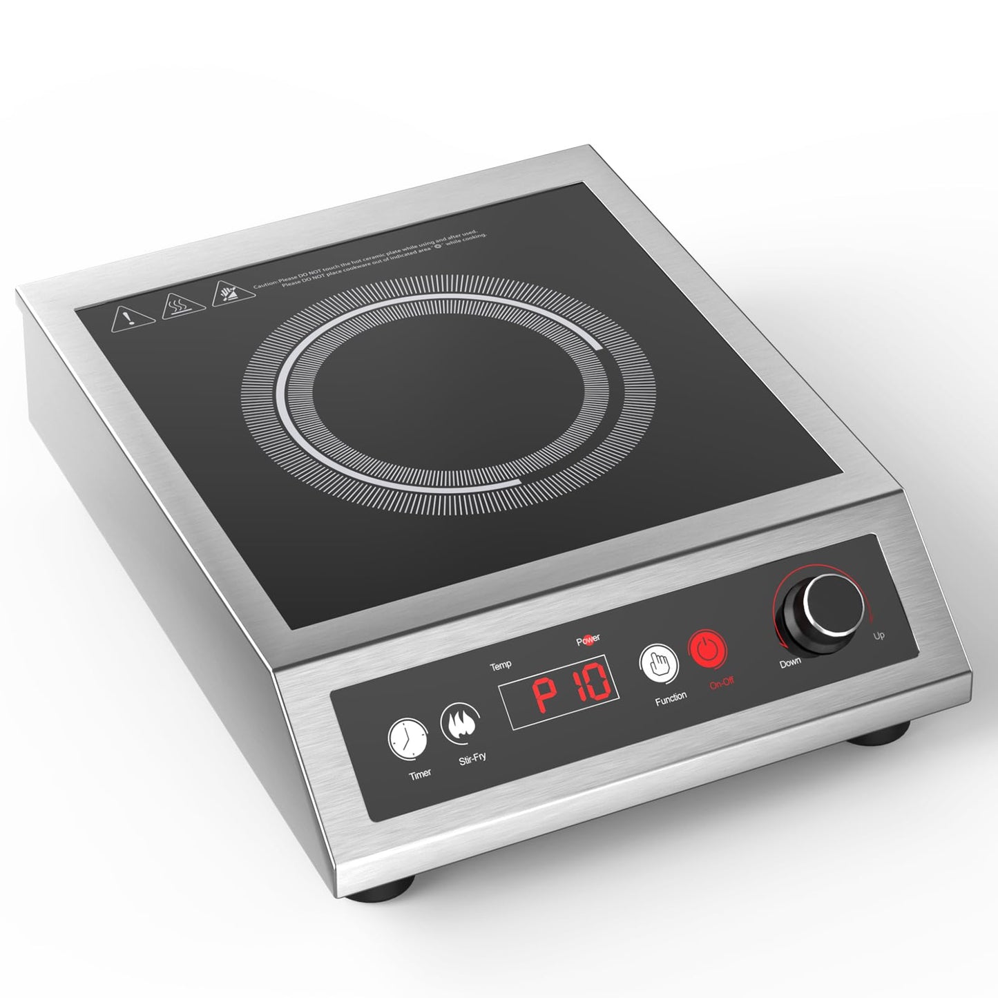 PAYISHO Induction Cooktop Commercial Grade 1800W Portable Cooker,18/10 Stainless Steel,Large Induction burner,Electric stove,Large 8” Heating Coil, 24 Hours Timer,Powerful Professional Hot Plate