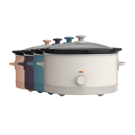 bella 6.0 Qt Manual Slow Cooker, EverGood™ Ceramic Nonstick Coating, 3 Temperature Settings, Dishwasher Safe Stoneware Pot and Tempered Glass Lid, Cool Touch Handles & Tangle Free Cord Wrap, Oatmilk