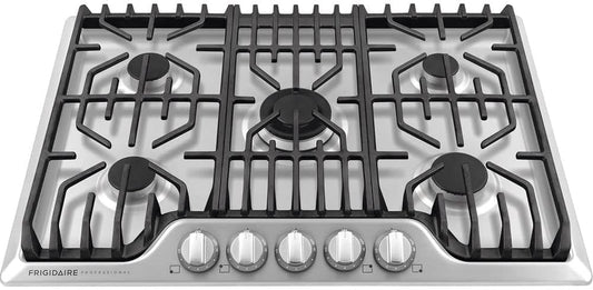 FRIGIDAIRE Professional 30-Inch Gas Cooktop, Stainless Steel, 5 Burners, Liquid Propane Convertible, FPGC3077RS