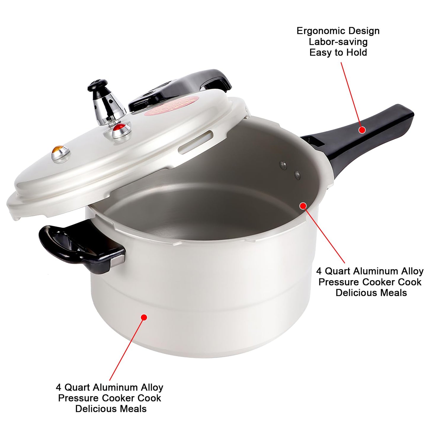 4 Quart Pressure Cooker, Household Pressure Cooker with Steaming Layer, Explosion Proof Cooking Pot for Gas Stove Electric Ceramic Stove, Suitable for 2-3 Person Use