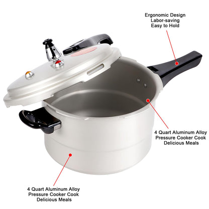 4 Quart Pressure Cooker, Household Pressure Cooker with Steaming Layer, Explosion Proof Cooking Pot for Gas Stove Electric Ceramic Stove, Suitable for 2-3 Person Use