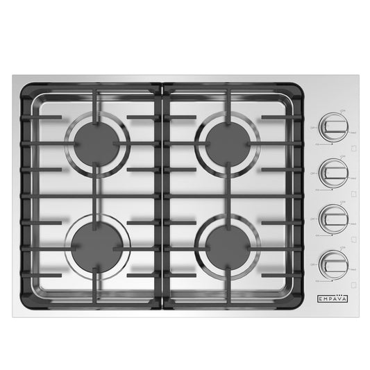 Empava 30" Built-in Gas Stove Cooktop with 4 Sealed Burners LPG Convertible in Stainless Steel, 30 Inch