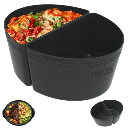 6 Quart Silicone Slow Cooker Divider Liners Oval. Thickened, Weighted & Sturdy Reusable Crockpot Inserts Compatible With Most 6 Qt Crock Pot Slow Cookers Accessories. Leakproof, Dishwasher Safe