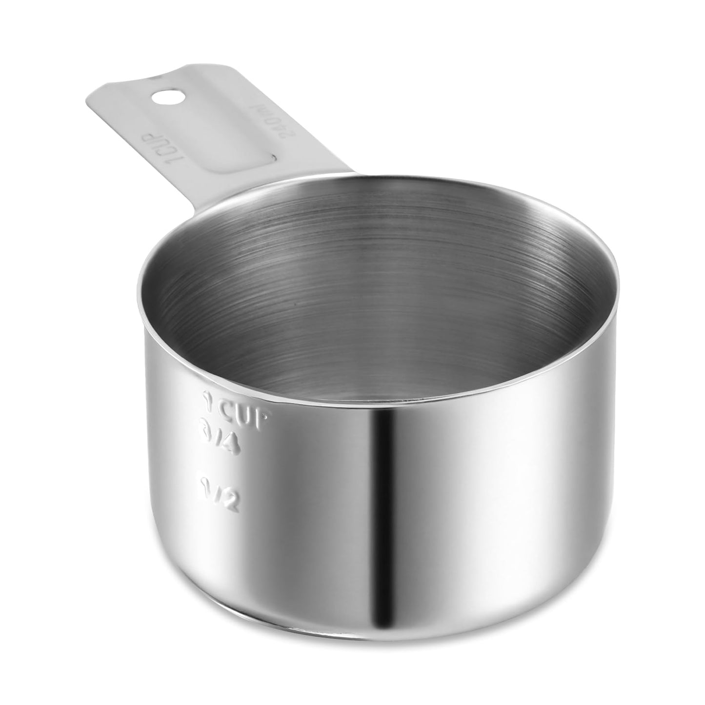 1 Cup 240 ml | 240 cc | 8 oz Stainless Steel Measuring Cup Rice Measuring Cup Metal Measuring Cup Kitchen Gadgets for Cooking Single Cup for Wet and Dry Ingredients for use as 1 Cup Dog Food Scoop