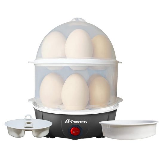 truTRTL 4 in 1 electric egg cooker | Boils upto 14 eggs | Poacher | Omelet maker | Vegetable steamer, dumpling & More | Royal Black