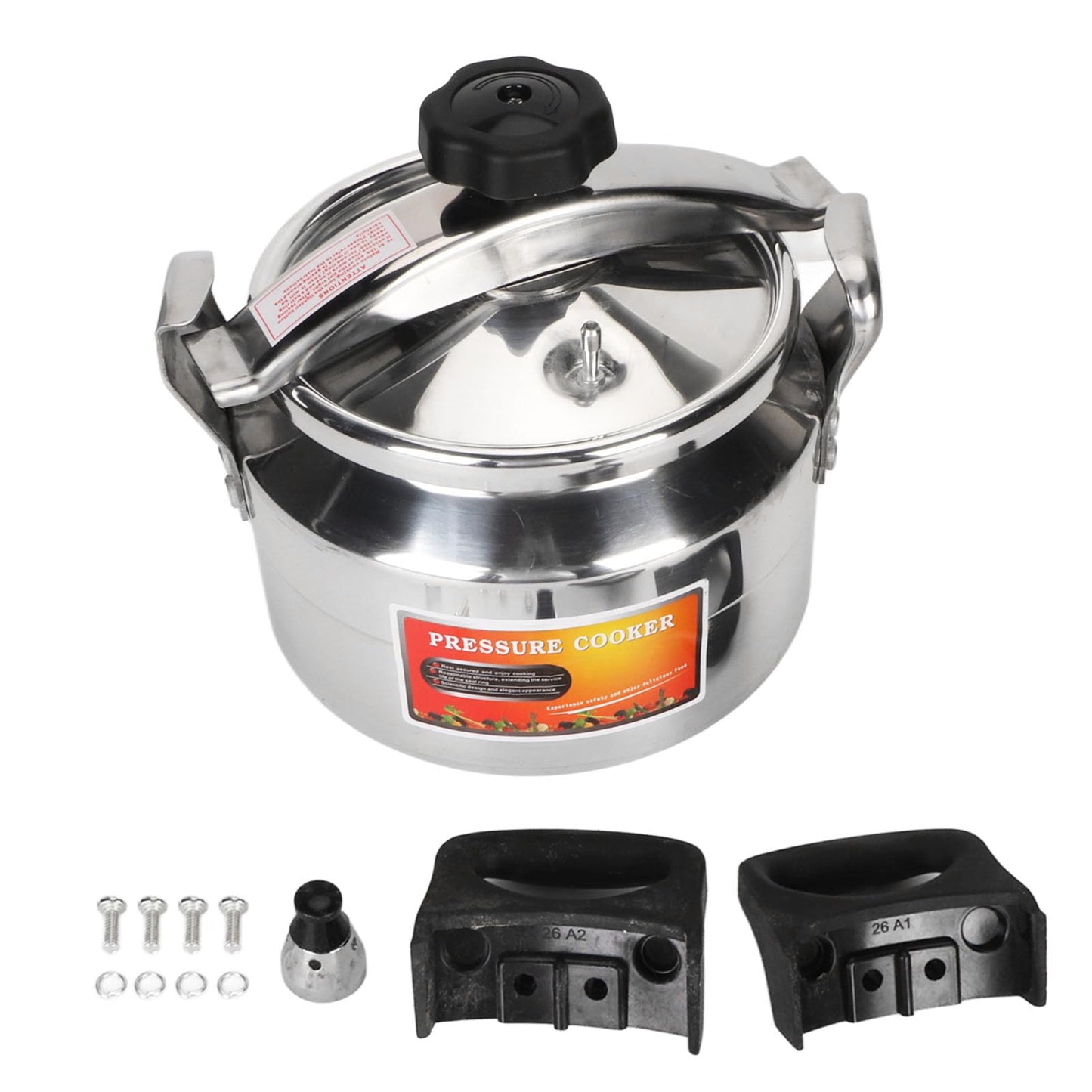 Aluminum Pressure Cooker, 3L/4L/5L Large Capacity Pressure Cooker for Gas Stove, Explosion Proof Pressure Canner with Easy Lock Lid, Fast Cooking Cookware (5L-22CM Bottom))