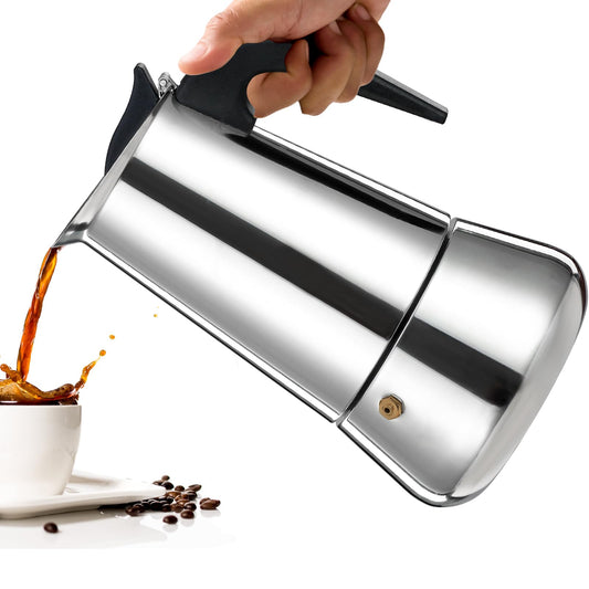 Vaolvpant 12 Cup Moka Pot Percolator Italian Coffee Maker 600 ml Stovetop Espresso Maker Stainless Steel Classic Cafe Maker Suitable for Induction Cookers Gas Stove Electric Stove (Big Tummy)