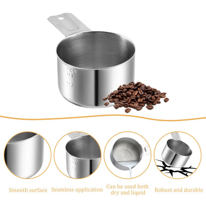 1 Cup 240 ml | 240 cc | 8 oz Stainless Steel Measuring Cup Rice Measuring Cup Metal Measuring Cup Kitchen Gadgets for Cooking Single Cup for Wet and Dry Ingredients for use as 1 Cup Dog Food Scoop