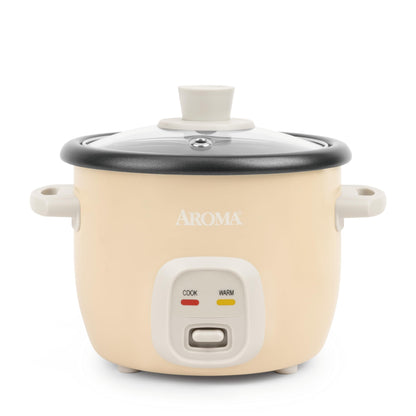 AROMA® Mini Rice Cooker, 2-Cup (Uncooked) / 4-Cup (Cooked), Grain Cooker, Soup Maker, Oatmeal Cooker, Auto Keep Warm, 1 Qt, Milk Tea color