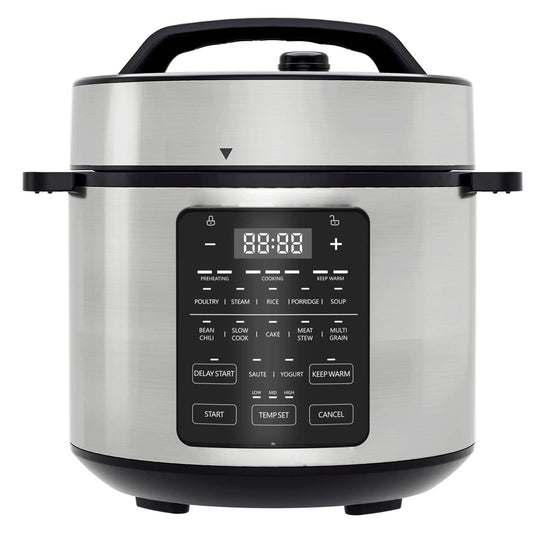 9-in-1 Electric Pressure Cooker, Slow Cooker, Rice Cooker, Steamer, Warmer & Sterilizer, Multi-Functional Pressure Cooker, Stainless Steel, 6 Quart, Black