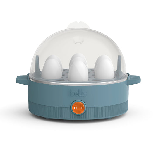 bella Electric Egg Cooker, 7 Eggs Capacity Tray, Single Stack, for Poached, Scrambled, Hard, Medium & Soft Boiled Eggs, Omelets and Steamed Dumplings, Auto Shutoff, 360 Watt, Surf