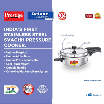 Prestige PRASVSP PRESSURE COOKER, Senior Pan 4L, SILVER