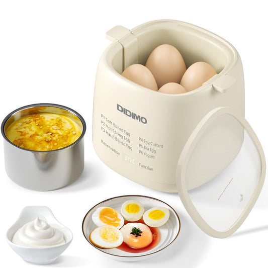 Rapid Egg Cooker, Timable Egg Cooker for Hard Boiled Eggs, Soft Boiled Egg, Hot Spring Egg, Egg Custard, Tea Egg, Yogurt, Electric Egg Cooker with Auto Shut Off and Beep Alarm for Kitchen, Dorm