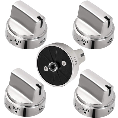 WB03X24818 Gas Stove Knob Replacement for GE, 5 Pack Stainless Steel Replacement Stove Knobs to Replace 4363588, AP5989029, PS11729081, EAP11729081, Range Knobs Compatible with ge - 1 Year Warranty