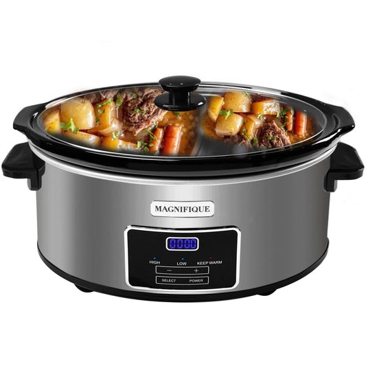 Magnifique 7-Quart Programmable Slow Cooker with Keep Warm Setting, Digital Timer - Perfect Kitchen Small Appliance for Family Dinners - Large Enough to Serve 8+ People