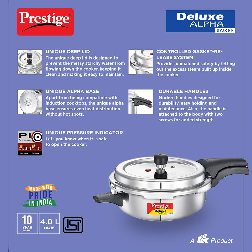 Prestige PRASVSP PRESSURE COOKER, Senior Pan 4L, SILVER