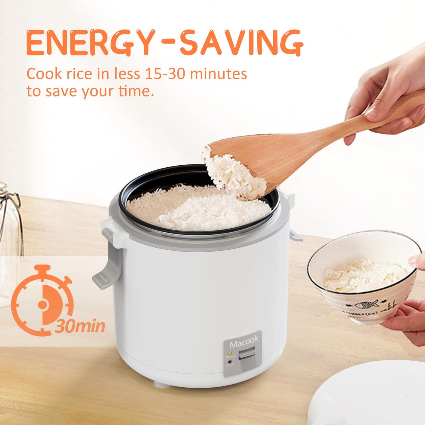 Rice Cooker Small 1-1.5 Cups Uncooked(3 Cups Cooked), Mini Rice Cooker with Removable Nonstick Pot, One Touch&Keep Warm Function, Travel Rice Cooker for Soup Grain Oatmeal Veggie, White