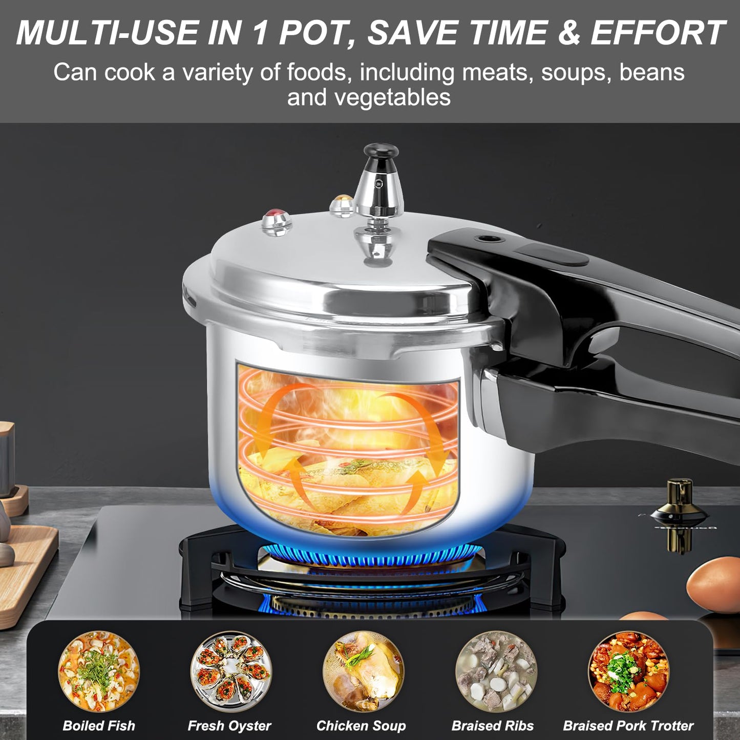 Serlium Small Pressure Cooker, 3.17 Quart Aluminum Alloy Pressure Cooker 18cm/7inch Bottom 3L Mini Pressure Cooker for Gas Stove Induction Cooker