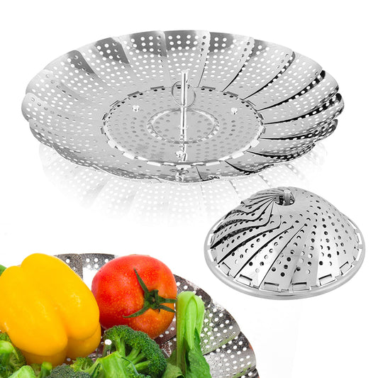 Vegetable Steamer Basket, Premium Stainless Steel Veggie Steamer Basket - Folding Expandable Steamers to Fits Various Size Pot Small by SAYFINE (5.4" to 9.2")