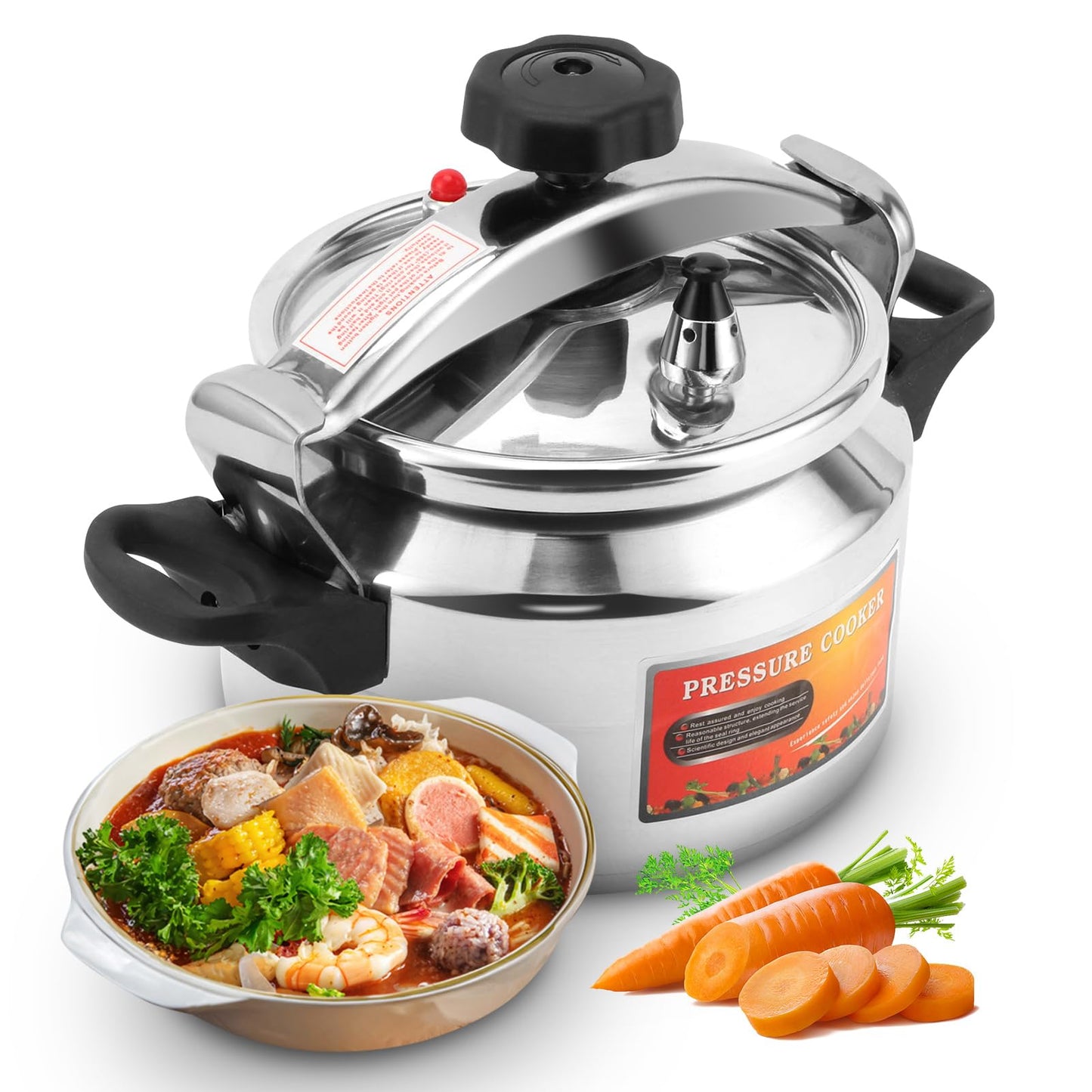 4L Pressure Cooker, Aluminum Alloy Cooking Explosion Proof Pressure Cooker Universally Suitable for Gas Stoves, Flat Top Stove