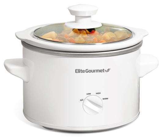 Elite Gourmet MST-250XW Electric Slow Cooker Ceramic Pot Adjustable Temp, Entrees, Sauces, Stews & Dips, Dishwasher Safe Glass Lid & Crock