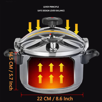 Aluminum Pressure Cooker, 3L/4L/5L Large Capacity Pressure Cooker for Gas Stove, Explosion Proof Pressure Canner with Easy Lock Lid, Fast Cooking Cookware (5L-22CM Bottom))