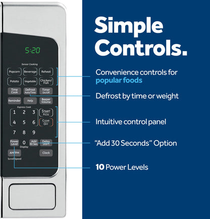 GE Countertop Microwave Oven, 1,200-watt Capacity, 2.0 Cubic Ft., 8 Auto Setting Cooking Settings, Child-Lock Technology, Kitchen Essentials for the Countertop, Dorm Room or Apartment, Satinless Steel