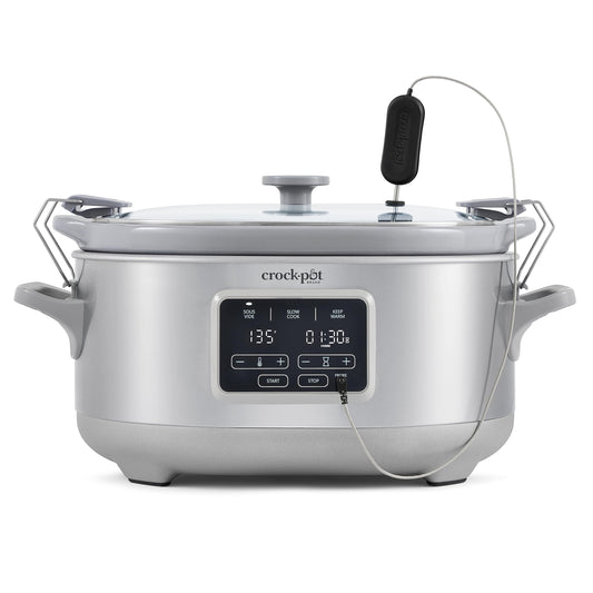 Crockpot Programmable 7-Quart Cook & Carry Slow Cooker with Sous Vide, Stainless Steel