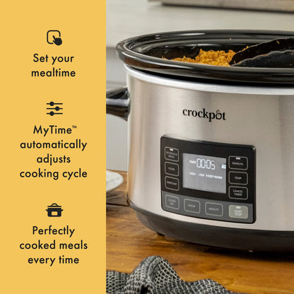 Crock-Pot 7-Quart Slow Cooker, Portable Programmable with Timer, Locking Lid, Stainless Steel; an Essential Kitchen Appliance, Perfect for Families and Gatherings