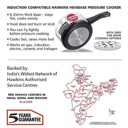 Hawkins Hevibase IH20 Pressure Cooker, 2-Litre, Silver