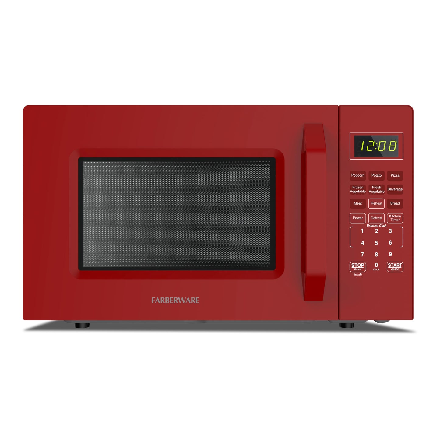 Farberware FMO11WEIRD Countertop Oven Compact Microwave with Child-Lock, Reheat Function, Express Cook, and Kitchen Timer, 1.1 Cu. Ft, Red