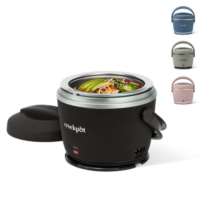 Crock-Pot Electric Lunch Box, 20-Ounce Portable Food Warmer, Black Licorice, Perfect for Travel, On-the-Go & Office Use | Stylish, Spill-Free & Dishwasher-Safe | Ideal Men & Women's Gifts