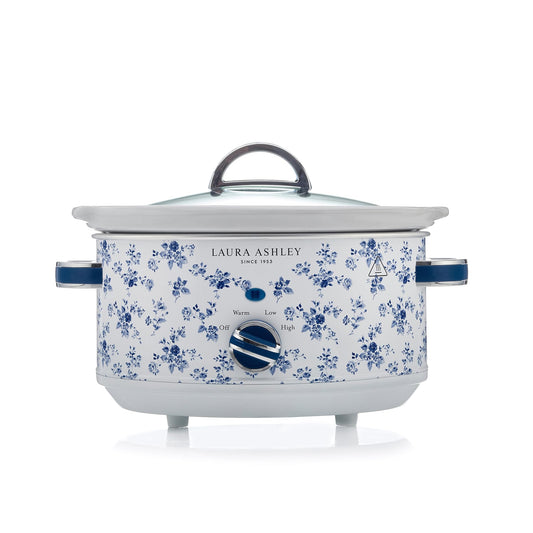 Laura Ashley Slow Cooker 3.7 Quart - Large Slow Cooker 3.7 QT for 4 to 5 people - Energy Efficient Slow Cookers with 3 Heat Settings - Dishwasher Safe Removeable Ceramic Crock & Tempered Glass Lid