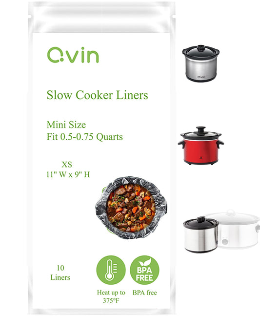 16 Oz Mini Crocpot Slow Cooker Liners, Disposal Plastic Bags, Compatible with Qvin 0.65Qt Slow Cooker, 20 OZ Croc-pot, KOOC small 0.65-Qt, Betty 0.7Qt Crocker, Fit 0.5 to 0.75Quart, 1 Pack (10 Liners)