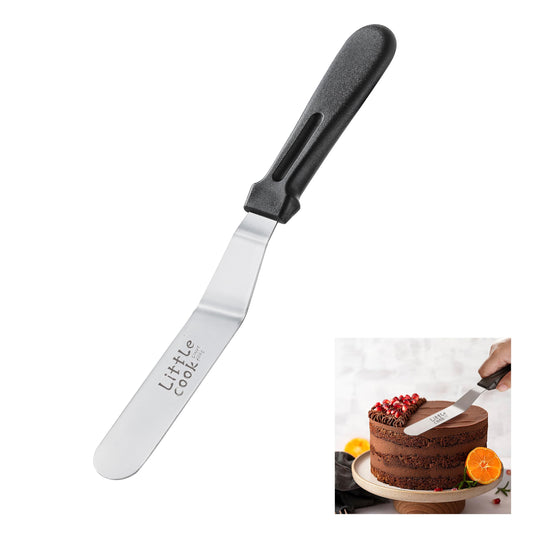 Icing Spatula, Little Cook Stainless Steel Offset Spatula, Cake Spatula with Ergonomic PP Handle, Multi-purpose Frosting Spreader for Home, Kitchen, Baking, Dishwasher Safe (6 inch)