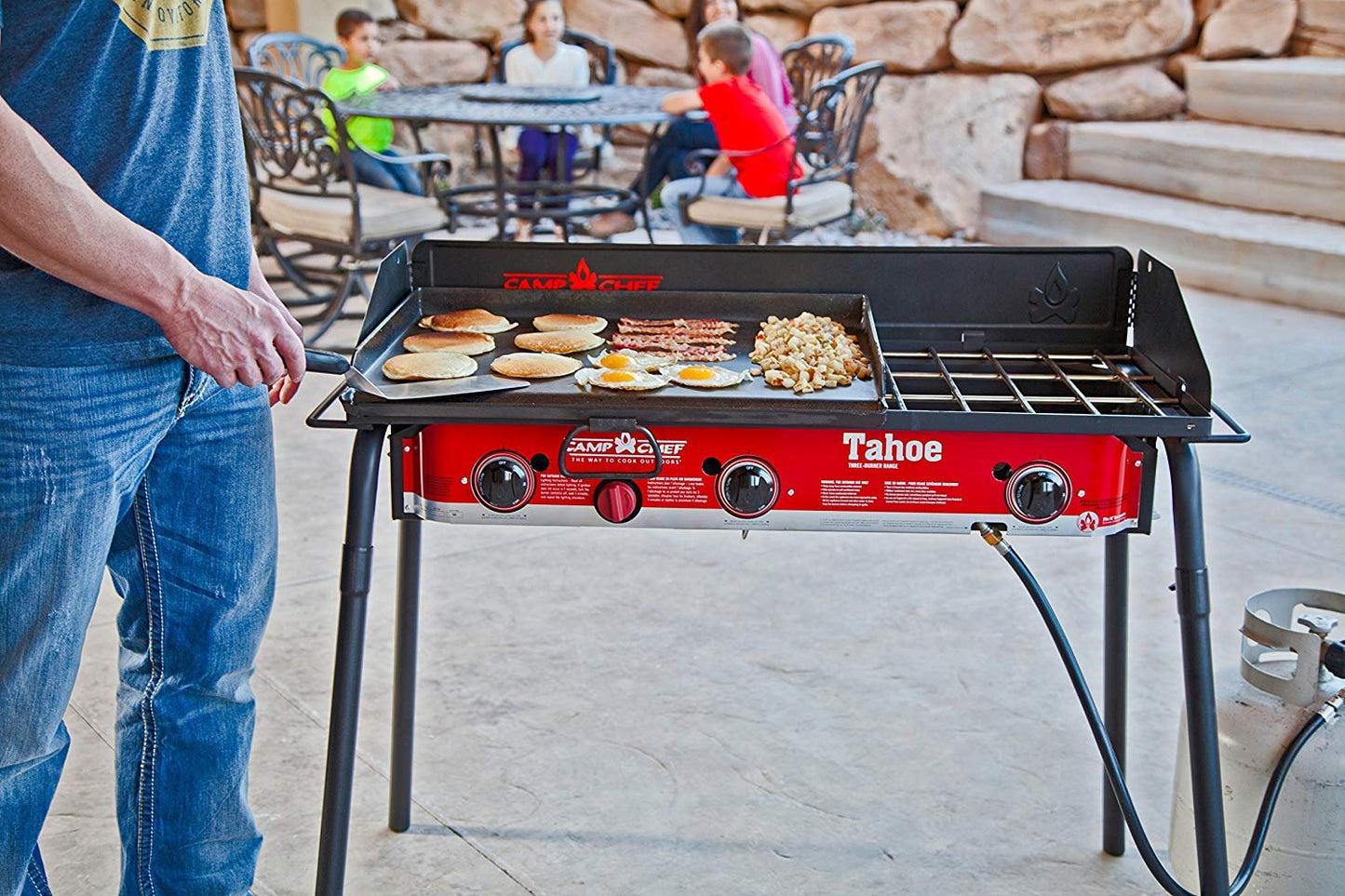 Camp Chef Tahoe 16-3-Burner Gas Stove - Perfect for Big Outdoor Cooking Jobs - 30,000 BTU Burners - 608 Sq In Cooking Space - 3-Burner Propane Stove