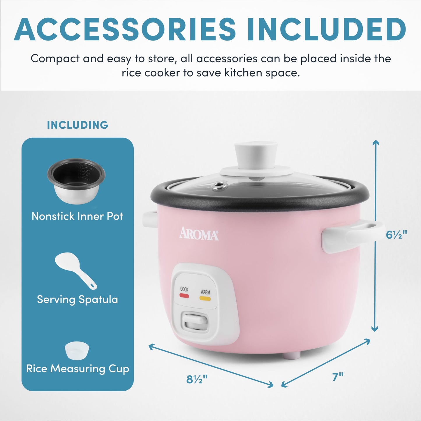 Aroma Housewares 4-Cups (Cooked) / 1Qt. Rice & Grain Cooker (ARC-302NGP), Pink